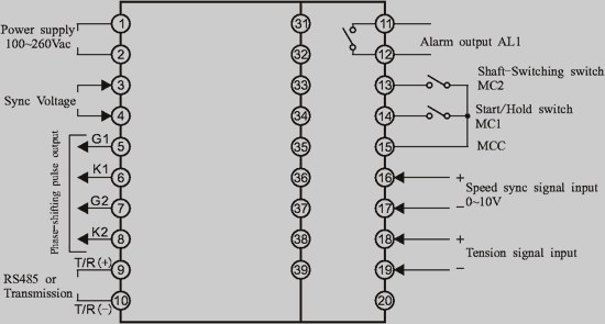 TC950 single-phase phase-angle wiring